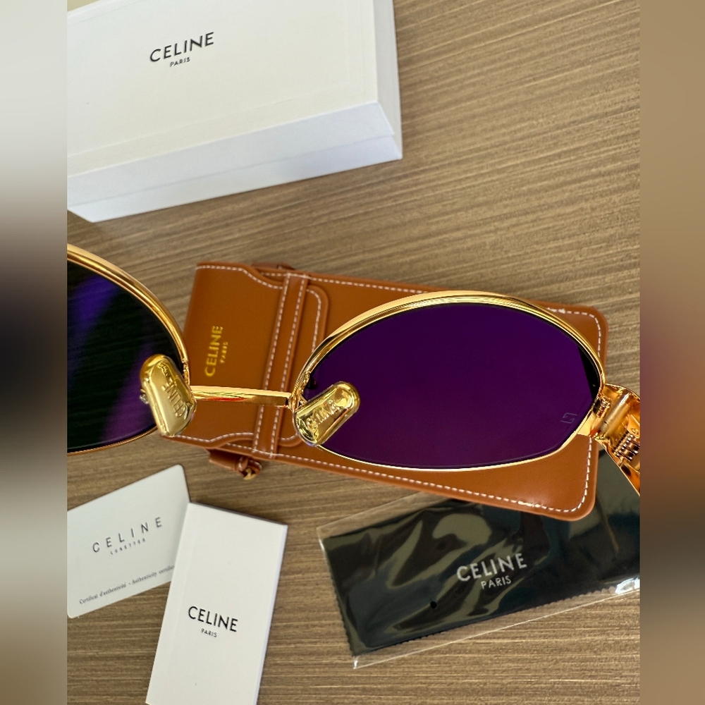 Celine Triomphe Gold Metal Sunglasses - Picture 7 of 13